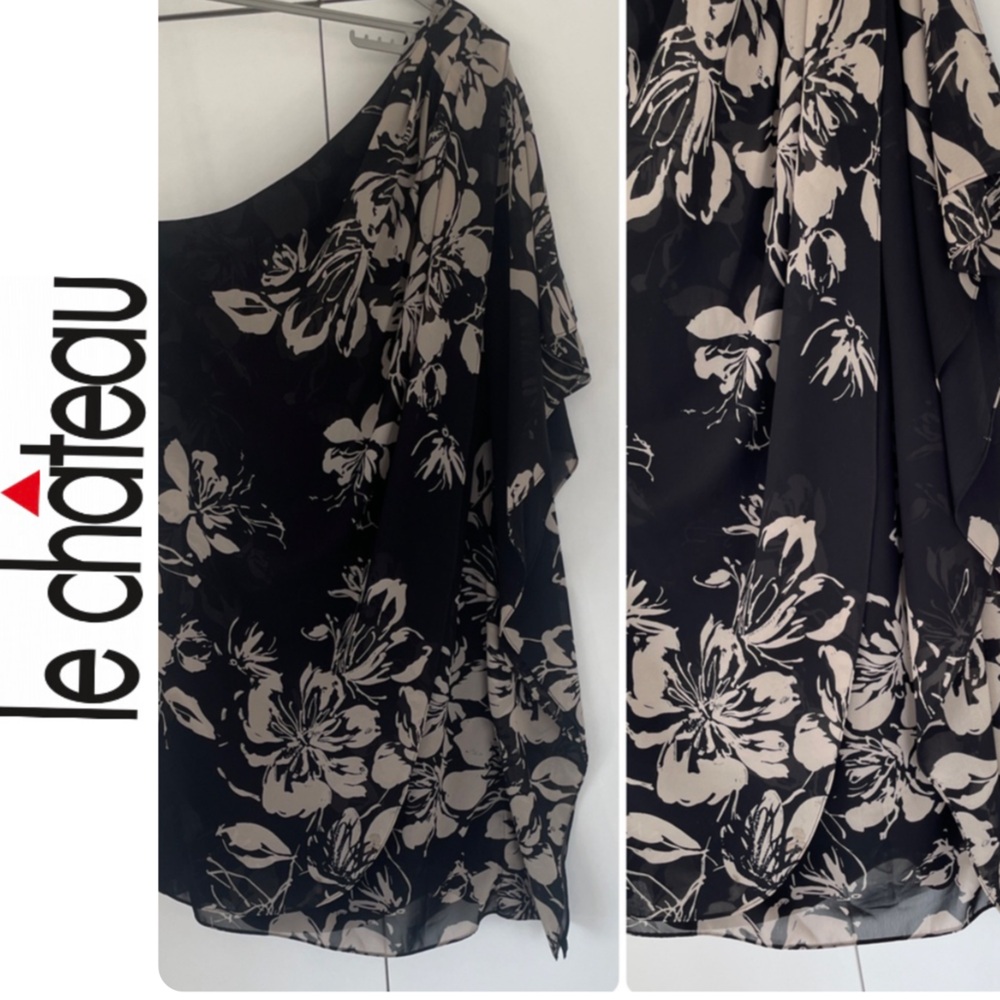 Le Chateau One-Shoulder Floral Dress - Medium Made in Canada